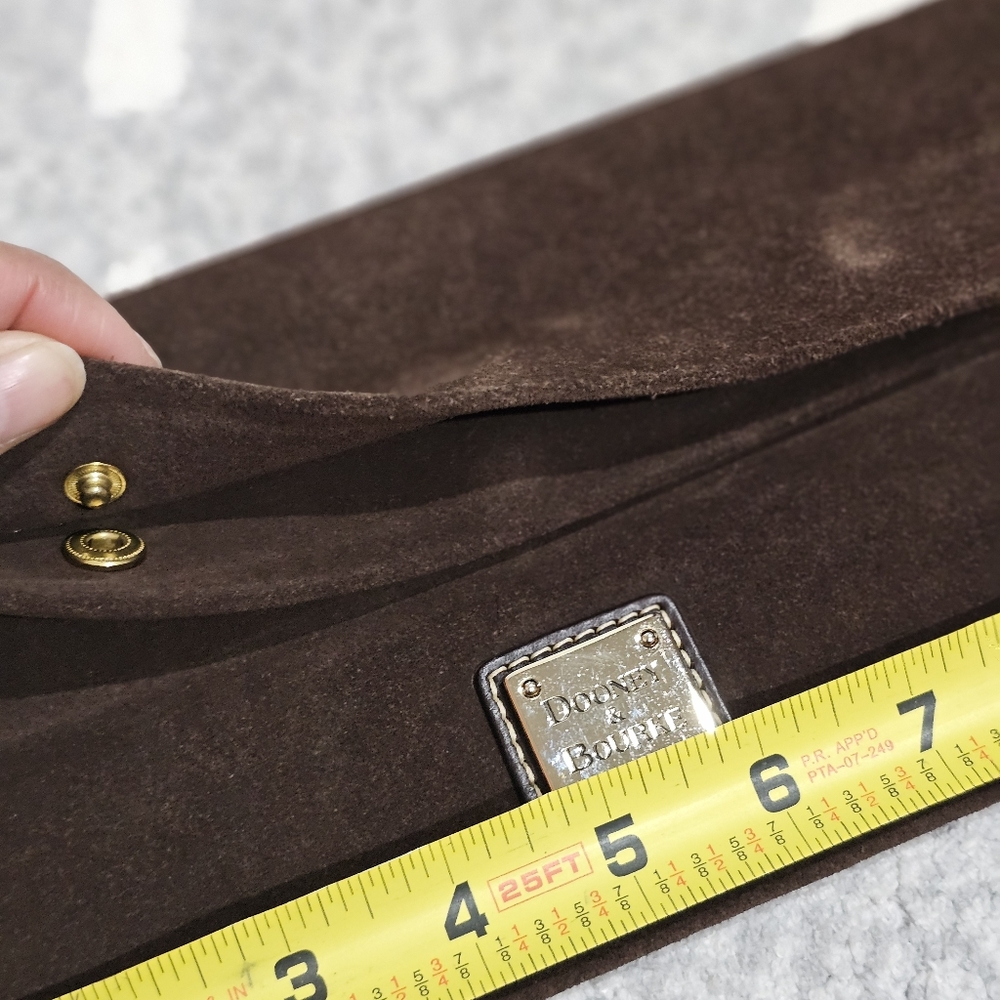 Dooney & Burke Suede Fold Over Clutch Shoulder and Wristlet Bag - Picture 4 of 13